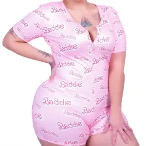 Pink baddie onesie Cotton Comfort Silky Pajamas Spandex Stretchy Womenswear Lightweight Loose prettygirlloungeset womenswear pajama lady homewear