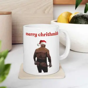 Mike Tyson Butt Funny Merry Chrithmith Coffee Mug, Funny Christmas Gift, Drinking Coffee, Tea Cup