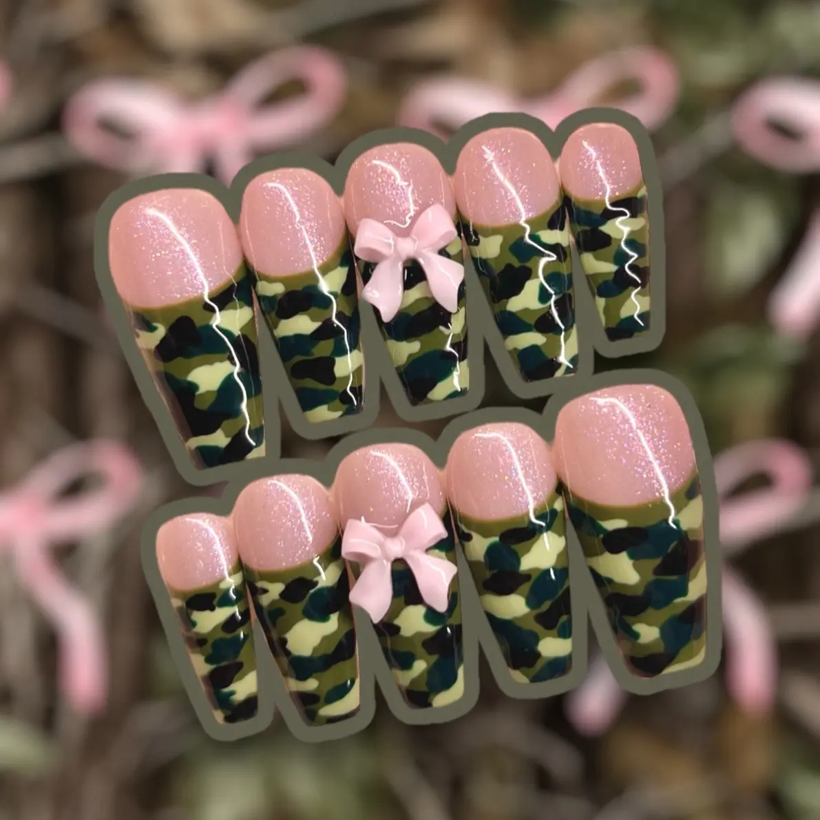 Press On Nails Coquette Camo
