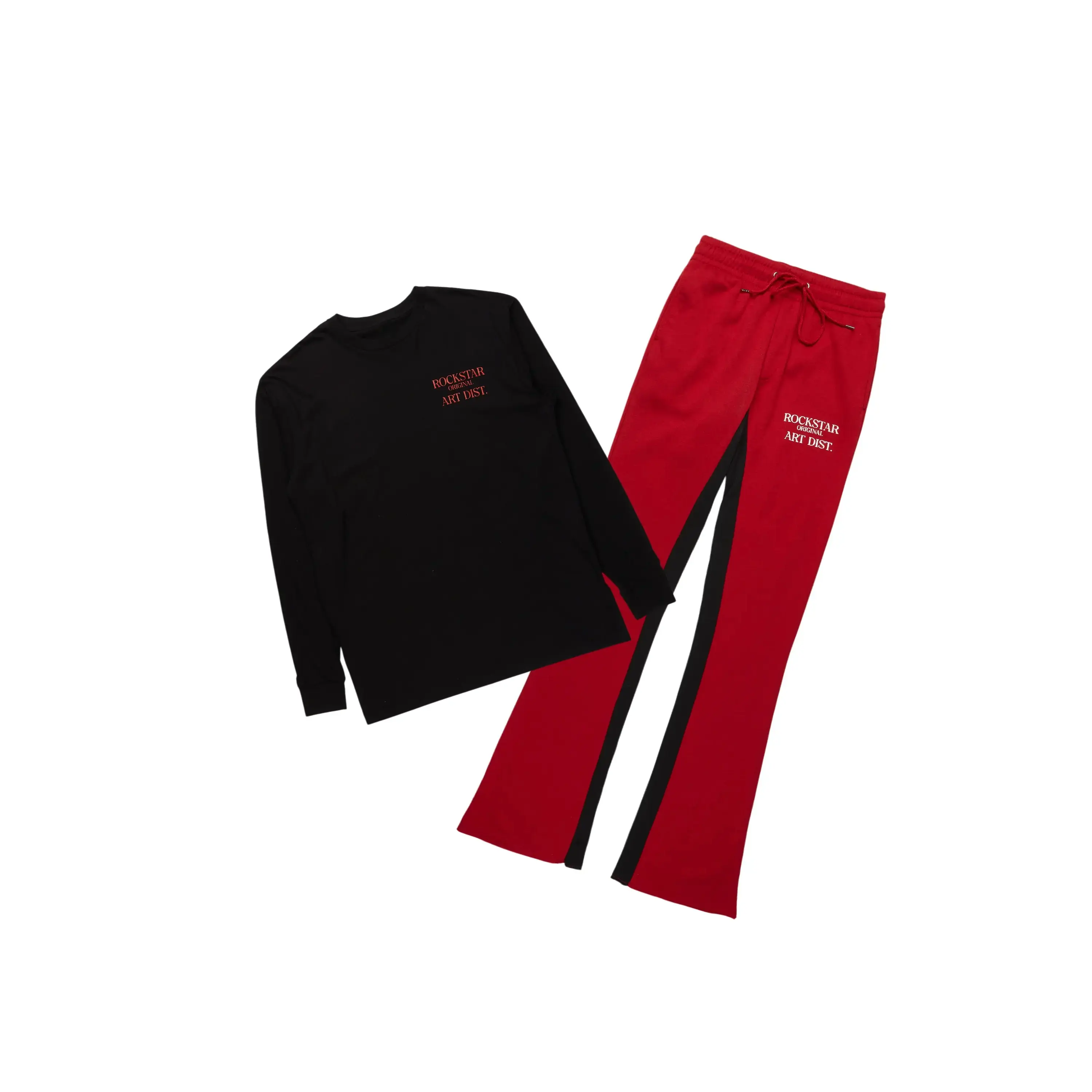 Briggs Burgundy Long Sleeve T-Shirt/Baggy Pant Set
