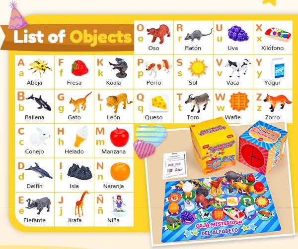 JoyCat Alphabet or Themed Mystery Box Toy, Letters Sorting Matching Game Activities, Montessori Sorting Toys with Sensory Play Box, Preschool Learning