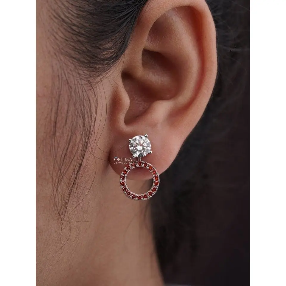 2.44 Ctw Round Lab Diamond Earring Red Halo Diamond Earring Stud