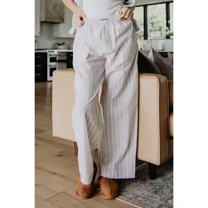 Light Pink and Green Striped Boxer Lounge Pants