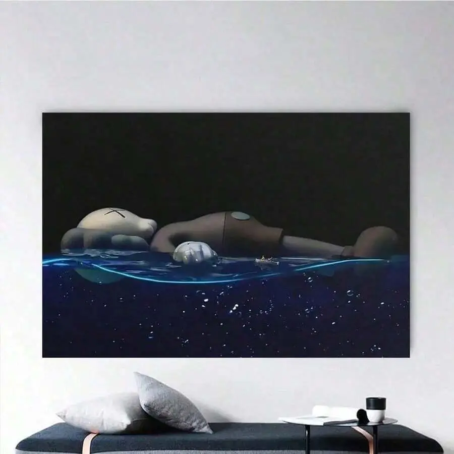 1PC  1PC Room Decor Kawss Poster Kawaii Kaw Poster TrendCanvas Art Printing Living Room Corridor Room Decoration Kawss Figure Canvas Wall Art Men HypebeastRoom Decor- (Wrapped Canvas)
