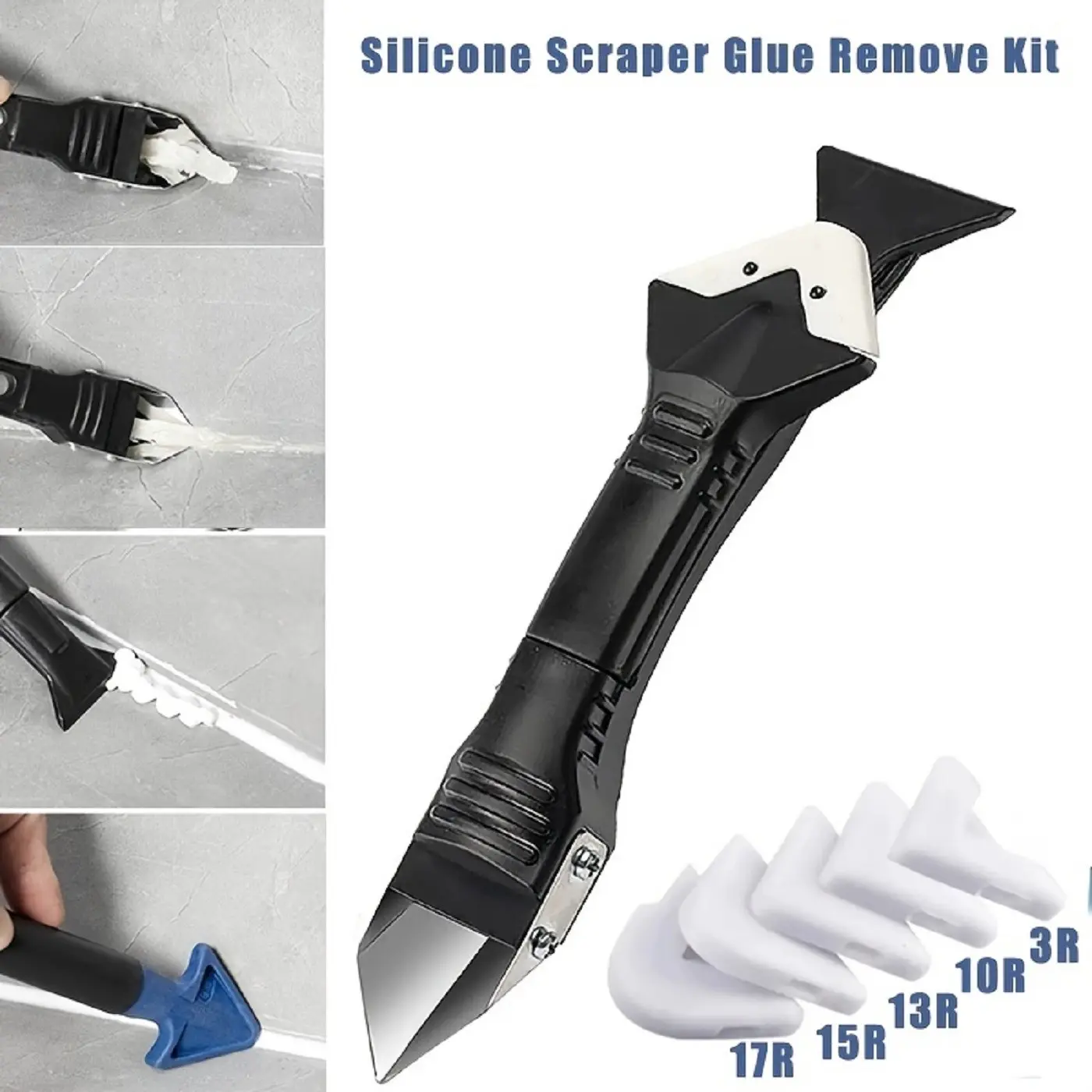 7-In-1 Silicone Scraper and Sealant Tool Kit, Kitchen Bathroom Living Room Grout Finisher, Mortar Smoother Set, Essential Home Repair Tools, Multi Tool Kit