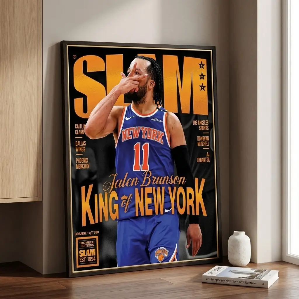 Jalen Brunson King Of New York Slam Magazine Cover Poster Print, Home Decor Gift