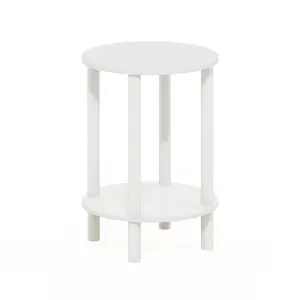 TURN-N-TUBE Side Table in White featuring 2-tier storage, open shelf, tool-free assembly, ideal for bedrooms, living rooms, and small spaces
