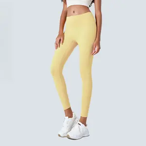 Women's High Waist Yoga Leggings with Back Waist Pocket, No Front Seam Butt Lifting Workout Pants, Breathable Athletic Tights for Women