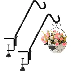 2 Pack 14 Inch Multi-use Deck Hook, Deck Bird Feeder Hanger, Suitable for Deck Thickness 1 Inch to 3 Inch