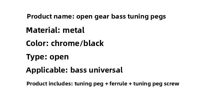 Bass Keys Open Gear Large Post 4-in-line Set for Bass Guitar Tuners