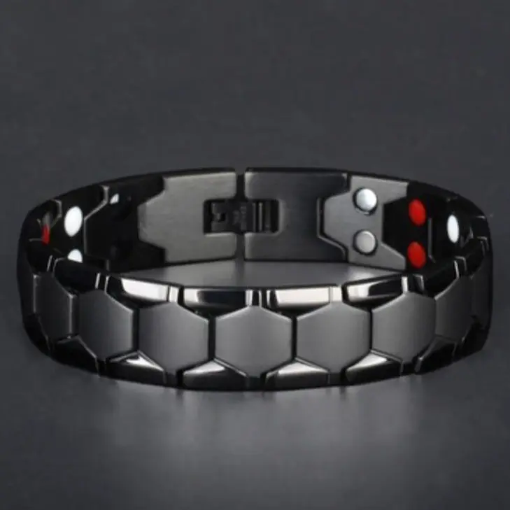 TY520 Happy Father's Day Men's Bracelet Double Row Ultra Strength Titanium Steel Strong Magnetic Therapy Bracelet Gift for Friends and Family Men