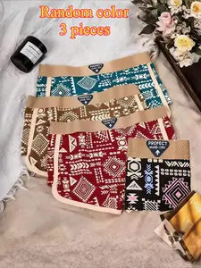 Men's Printed Boxer Briefs Set, American Vintage Ethnic Style, Comfortable Breathable Fabric, Large Size Available, Casual All Seasons Wear Underwear