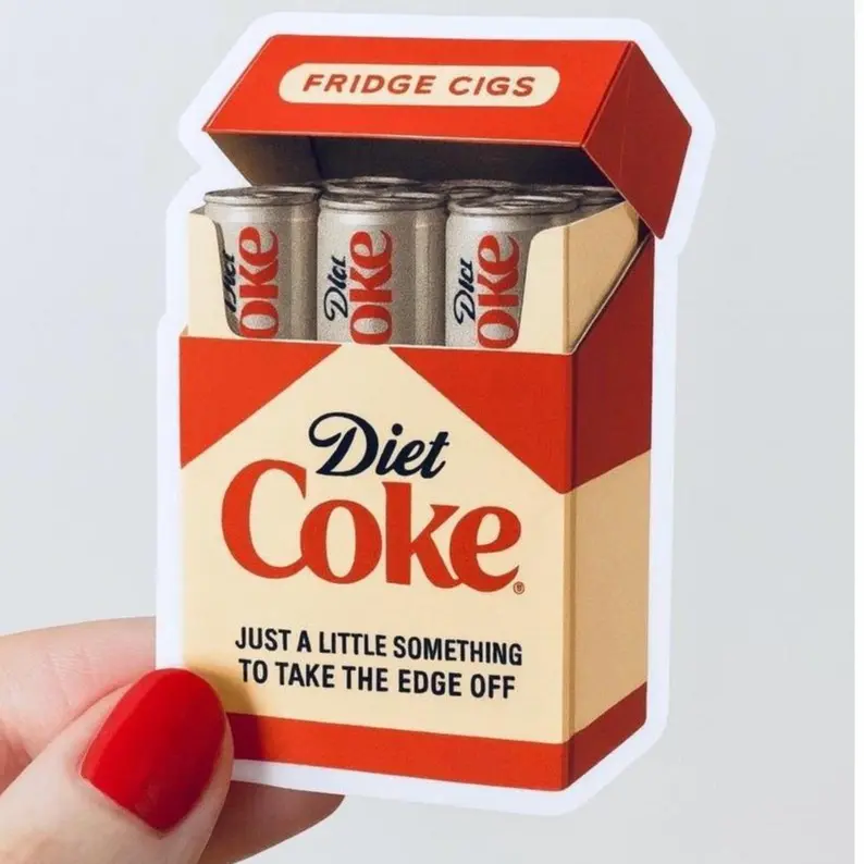 [Buy 2 Get $2 OFF ] Funny Fridge Cigs Soda Pack Sticker - Retro Box Crispy Diet Soda Vinyl Decal - Waterproof Meme Laptop Water Bottle Die Cut Sticker