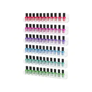 6 Packs Acrylic Nail Polish Rack Wall Mounted Shelf, Clear Nail Polish Wall Holder Display For Paint Perfume Essential Oils Organizer Holds Up 54 To 96 Bottles, 15InchRoom Decor
