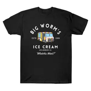 Big Worm's Ice Cream - "Whatchu Want?" - Los Angeles, CA T-Shirt, Available, Unisex Cotton Tee, Womenswear Menswear Clothing Top Fits Shirt, Crewneck Tshirt   good graphic tees Breathable Customized