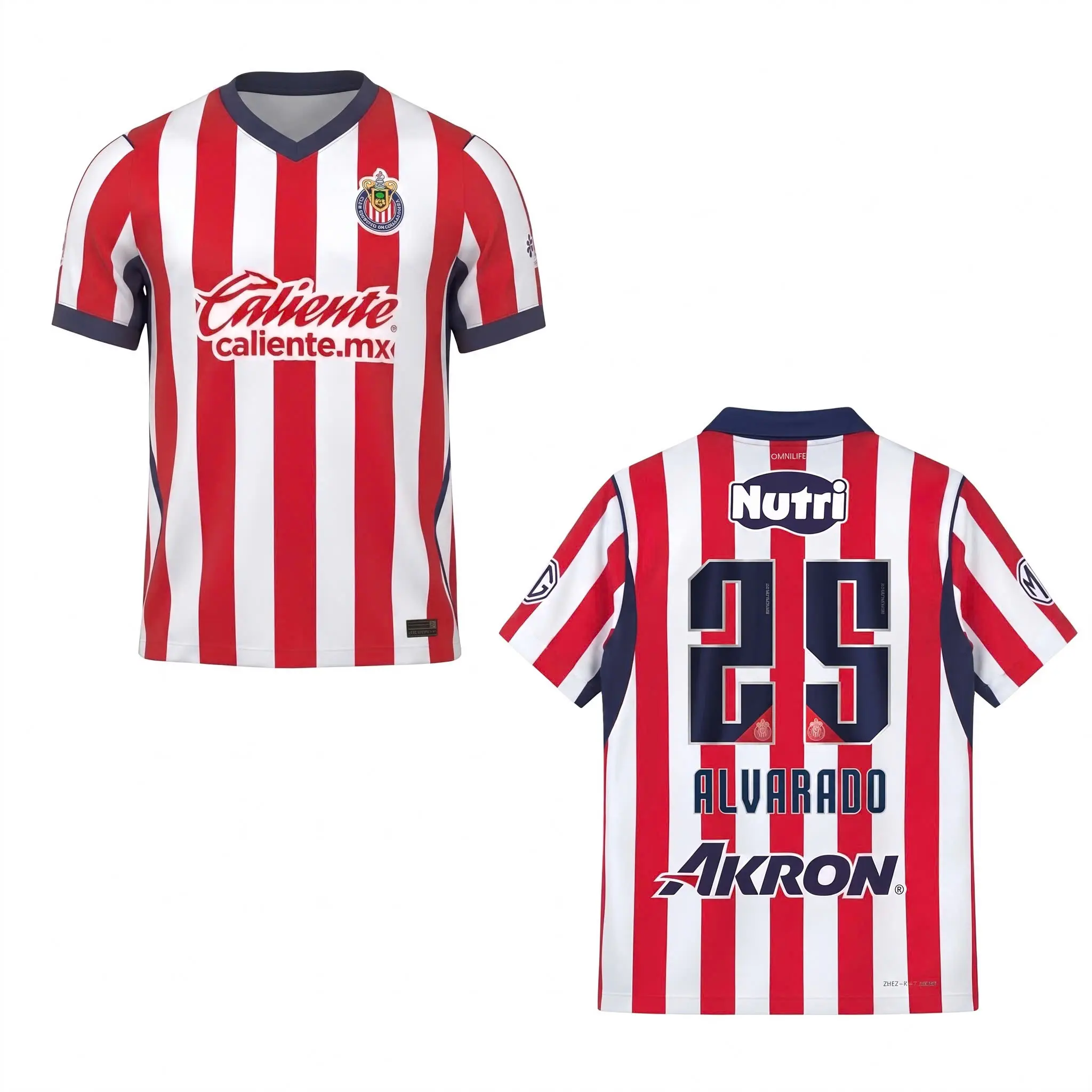No.25 Chivas CD Guadalajara 2026-2027 Mexico Jersey,  Men's Home Blue Short-Sleeve Soccer Jersey, Fan Edition Match Day Apparel for Men and Women