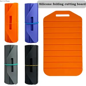 Orange Silicone Folding Cutting Board, Reusable Space-Saving Kitchen Board with Easy Food Dumping, Perfect for Camping & Outdoor Cooking