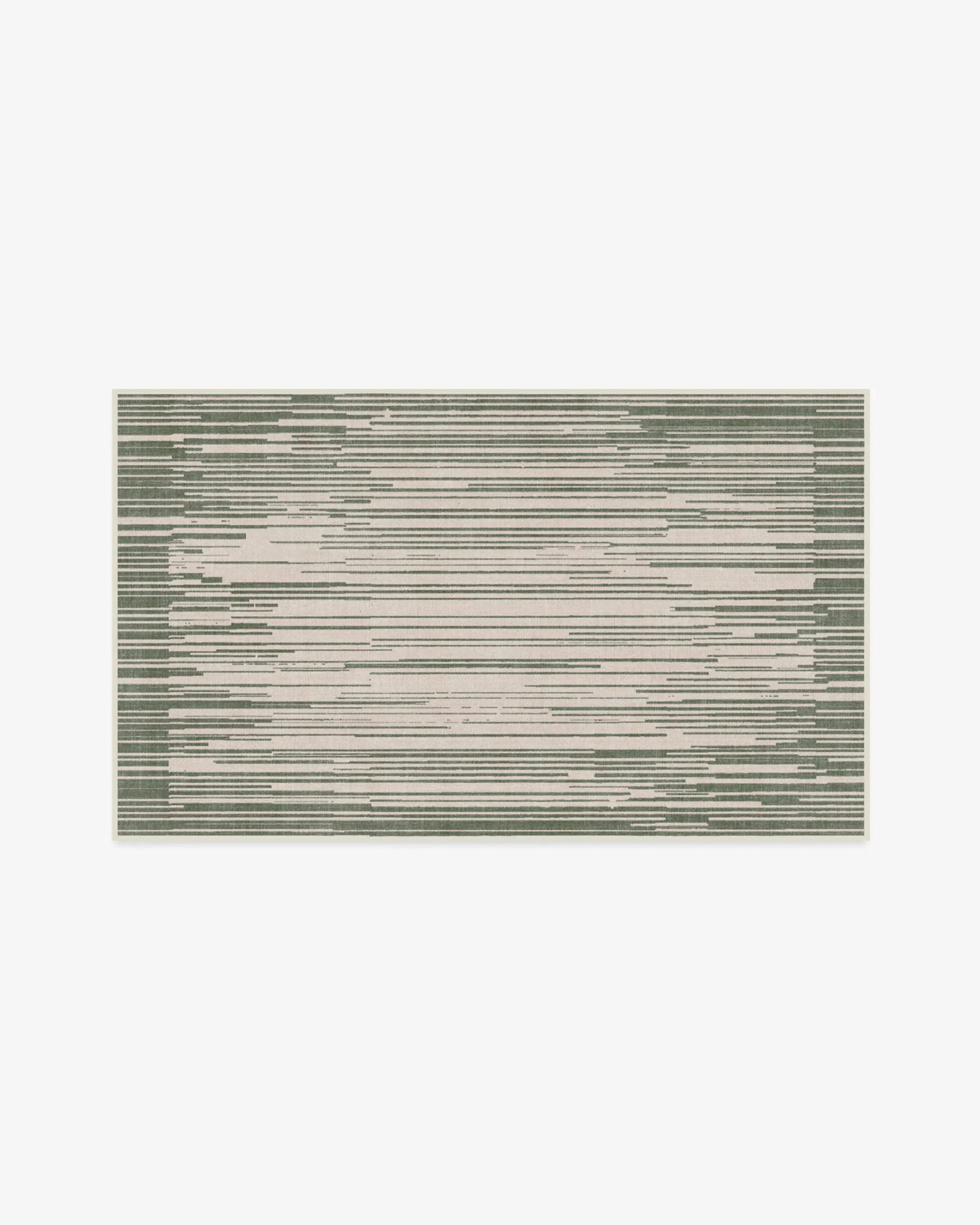 Striated Border Olive Green Flatwoven Rug