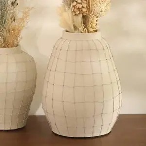 Clay Vase with Wire Design - Handcrafted Rustic Decor