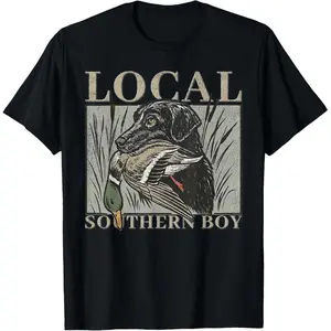 100% Cotton Local Southern Boy Duck Hunting Black Lab Outdoor Vintage T-Shirt,Unisex Crewneck T-shirt for Men And Women