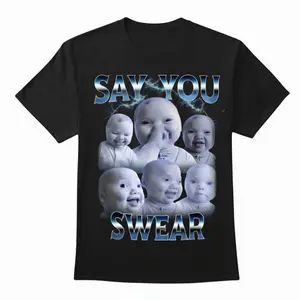 Ai Niche Baby Holding Back Laugh Genz Meme T-Shirt, Viral AI Baby Laughing Meme Shirt, Ai Niche Baby Graphic T-Shirt