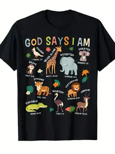 God Says I Am Zoo Animals Bible Verse T-Shirt for Men & Women - Funny Christian Faith Apparel with of Judah Design, 220gsm Heavyweight, Unisex Adult Sizes, All-Season Comfort, Scripture Verses (Jeremiah 29:11, Philippians 4:13) - Ideal for Church &