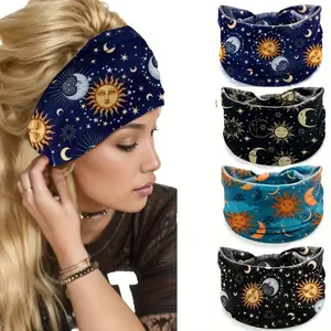 Women's Bohemian Print Sports Workout Headband - High Elastic, Adjustable, Sweat-Absorbing, Stylish Sweatband Headband for Training