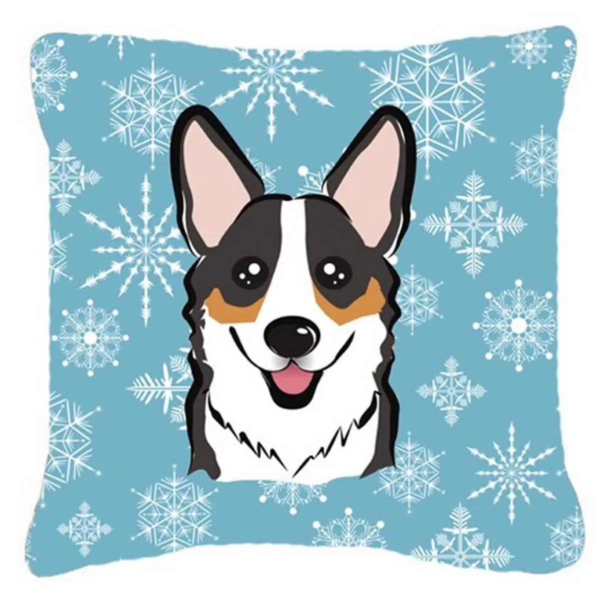 Snowflake Tricolor Corgi Fabric Decorative Pillow