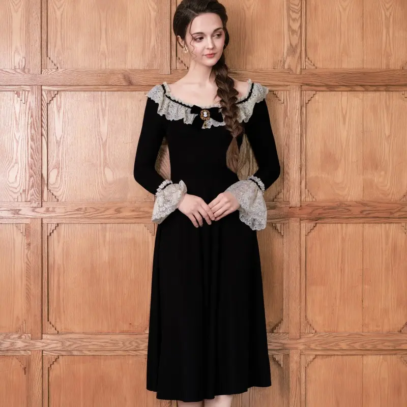 Delphi Muse Knit Dress--LuminaVenus Dresses Irregular Hem Alix Earle Dress  Casual Chic Elegance Elegant Everyday Fabric Fashion Feminine Flared Lace Soft Vintage Style Black Womenswear Black Womenswear Formal