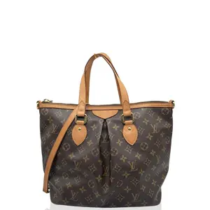 Pre-owned Louis Vuitton Leather tote bags Palermo PM Monogram Brown (ym012826d2)