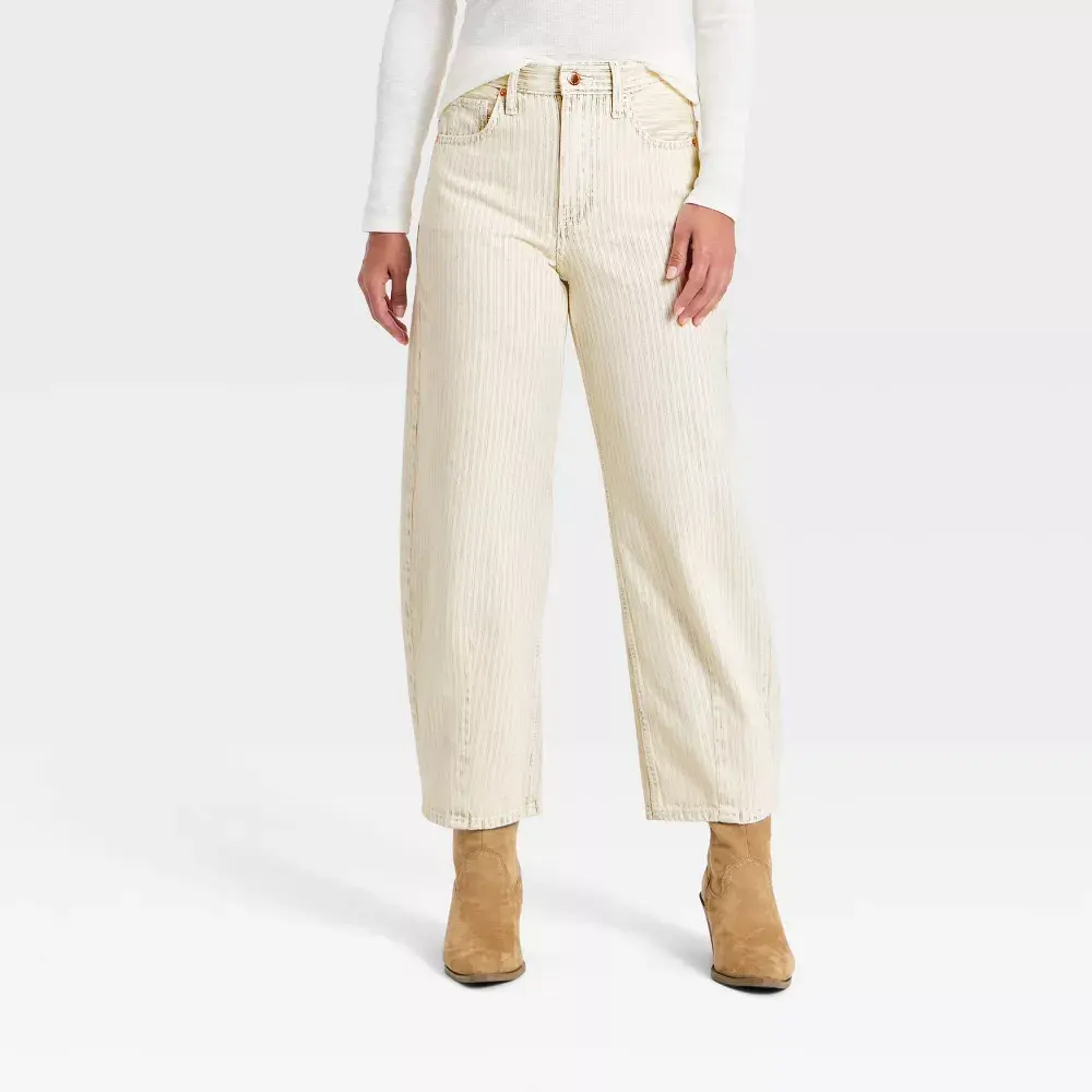 Women's High-Rise Striped Barrel Jeans - Universal