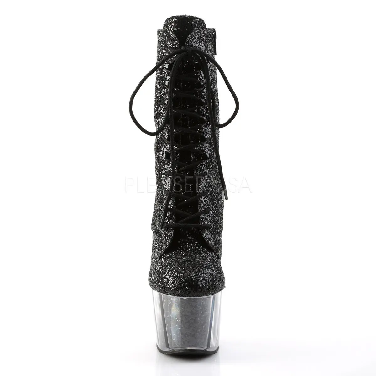 Glittered Platform Boots for Women, High Shaft Lace-up Design with 7-Inch High Heel, 2 3/4-Inch Platform, and Side Zipper, Footwear, 2 3/4 Inches