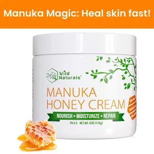 Wild Naturals Manuka Eczema Honey Cream for Soothing & Moisturizing Skin Hydrating Aloe Vera Skincare for Psoriasis Rosacea & Sensitive Skin Non-Greasy Fragrance-Free Daily Moisturizer 4oz Cream - Healing