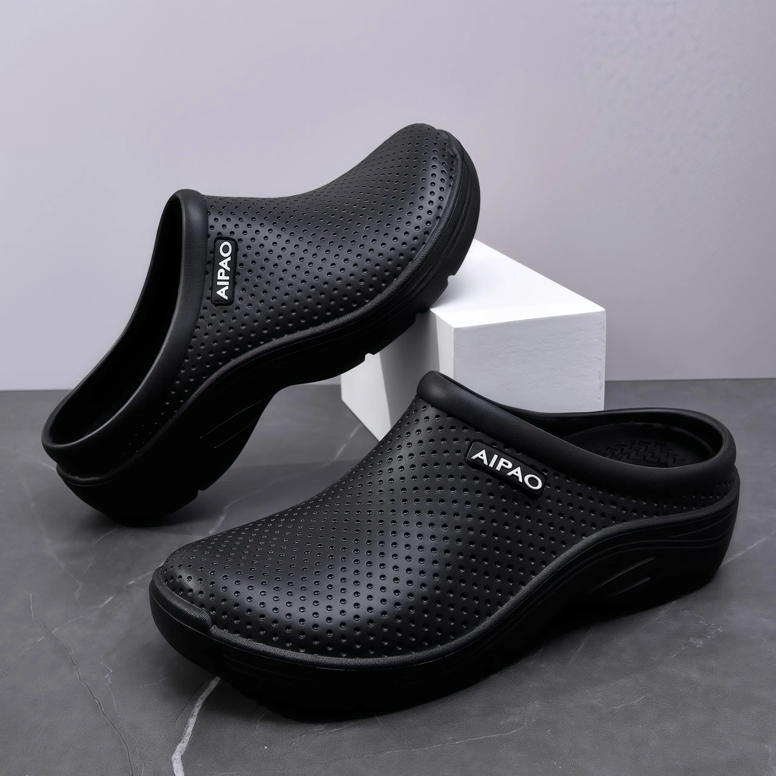 Men's Slip Resistant Chef's Shoes - Oil Resistant PU and EVA Breathable Openings, All Season, Black, Versatile and Comfortable, Exclusive for Food Service Workers. Boy Footwear Slipper Slipon Slide Flipflop Tsinelas Pedal Weight Creeper  steel toe shoes