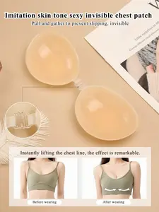 Women’s Invisible Adhesive Bra, Skin Tone Silicone Chest Cover with Front Clasp, Strapless Backless Seamless Bra Pads for Dresses, Halter Tops, Evening Outfits and Everyday Styling