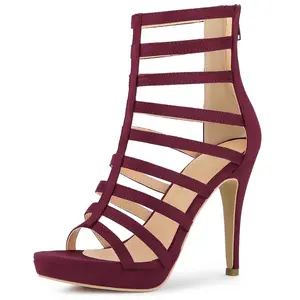 BLISSFUL STEP Women's Strappy Heel Platform Stiletto Heels Sandals
