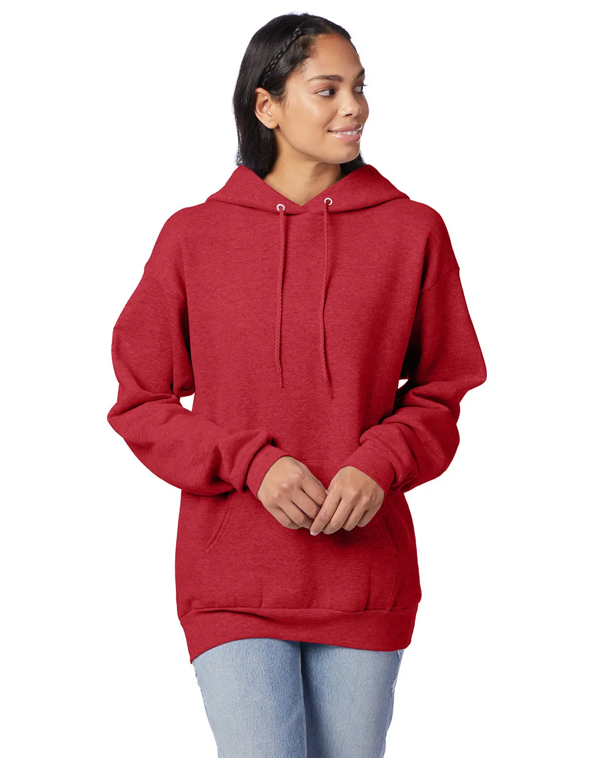 Hanes Unisex Ecosmart® 50/50 Pullover Hooded Sweatshirt (Deep|Heather Colors)