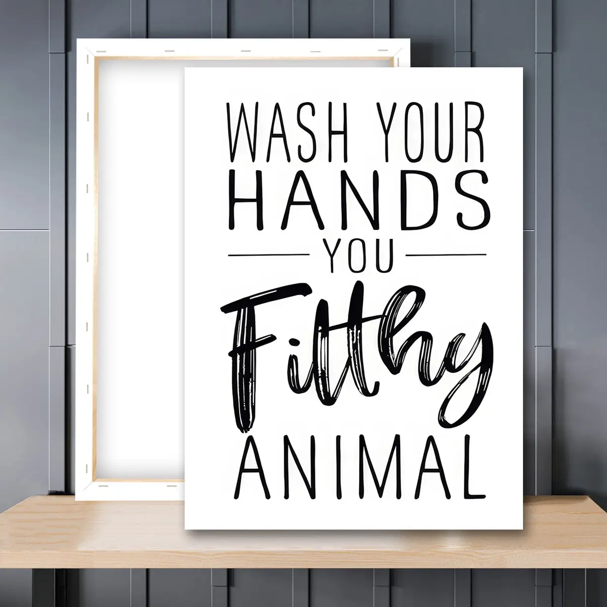 1pc Wooden Framed, Bathroom Quotes Wall Decor, Black and White Bathroom Wall Art Canvas Painting, Toilet Decor Signs Canvas Art Print Poster, Washroom Wall Picture, Modern Home Decor