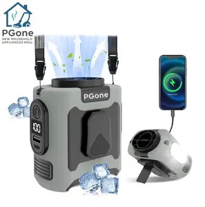 Waist Fan Turbine,Portable Fan With 4-Speed,10000mah,Power Bank,Handheld Fan,Led Light,Dual-Sided Clip On Wearable Belt Personal Fan,High Speed Fan,Extreme Cooling,Must-Have For Travel,3 In 1 Outdoor Fan,For Work,Hiking,Fishing,Camping,Father'S Day Gift