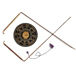 100% Pure Copper Dowsing Rods & Pendulum Board Kit with Natural Amethyst - Witching Sticks for Divination, Ghost Hunting - Perfect Starter Kit for Witchcraft Beginners