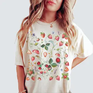 Comfort Color Strawberry Shirt – Cute Summer Fruit Tee, Ideal for Gardening and Botanical Garden Lovers, Strawberry Aesthetic Gift