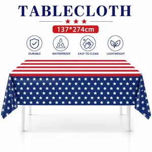 4th of July Tablecloth – Disposable or Reusable Plastic Waterproof Table Cover, US National Flag Patriotic Decor for Independence Day, Veterans Day & Election Day, 1 Pack, 54 x 108 Inch#SummerVibes