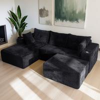 Black U Shape-Left Facing Chaise
