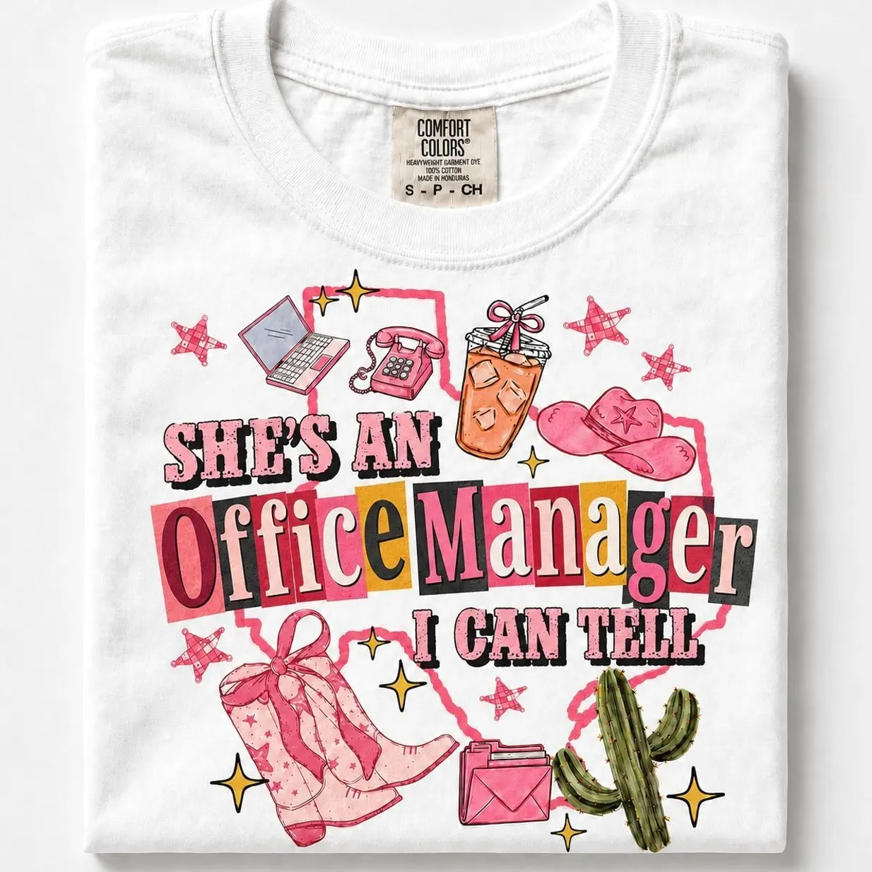 Women's Comfy Printed Shortleeve Top - Comfort Colors Office Manager Graphic T-Shirt, Unisex Cotton Crew Neck, Customizable Fitted Style, All Seasons, Machine Wash/Hang Dry/Dry Clean, Foldable, 3XL, F3L Digital Print