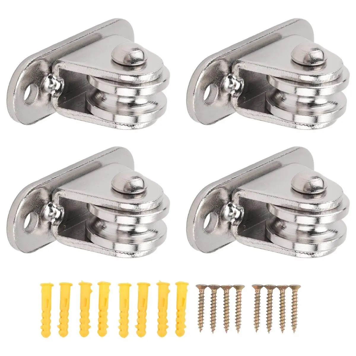 4pcs Carbon Steel Pulley Block - Quiet Operation Small Pulley for Home Supplies Festive Decorations Material Handling and DIY Kits Moving