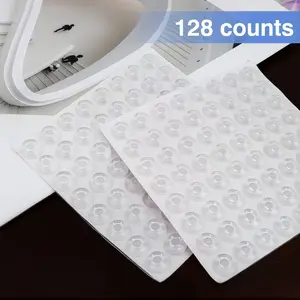 128-Pack Cabinet Door Buffer Pads, Transparent Self-Adhesive, Spring Special Price, Quiet Soundproof Round Cushion Mats, Soft Silicone