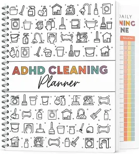 ADHD Cleaning Planner for Adults – Undated Daily, Weekly & Monthly Cleaning Schedule & Checklist Notebook, Household Chore Organizer, Home Management Planner, Routine & Habit Tracker, Family Cleaning Tasks, Declutter and Productivity Journal