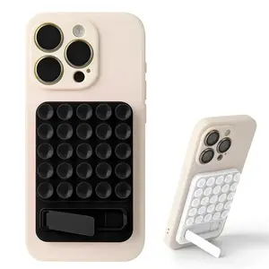 Universal Foldable Phone Stand with Adhesive Backing, Desktop Mount for All Phones, Smartphone Holder Stand, Bathroom Glass Wall Suction Cup Holder