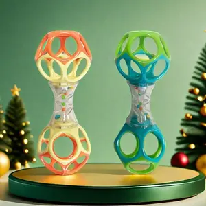 Random Color Baby Teether Rattle & Shake Barbell Toy, Baby Teething Toy, Baby Sensory Toy, Early Education Toy, Birthday Gift for Boys and Girls, Newborn