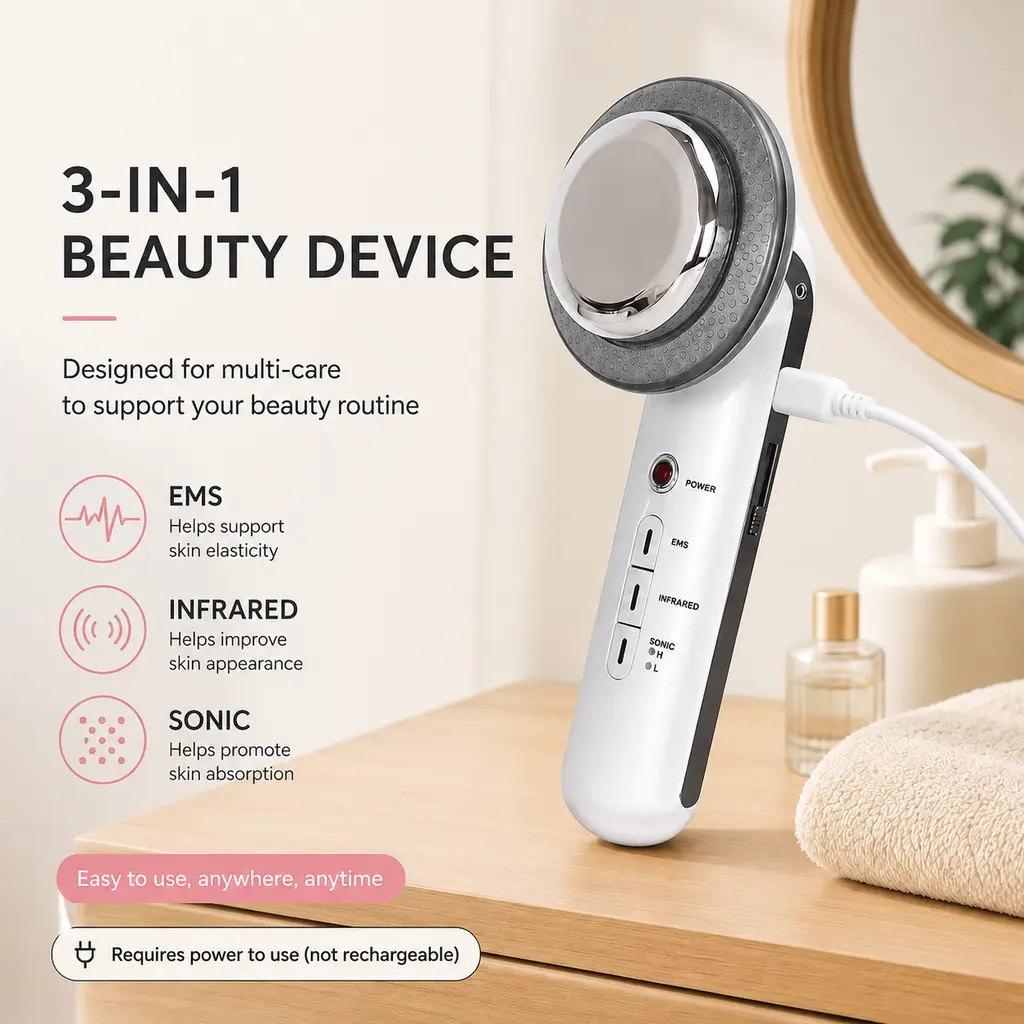 3-in-1 Multifunctional Beauty Device, EMS Infrared Vibration Massager for Facial & Body Skincare, Portable Daily Gentle Fitness Skincare Tool